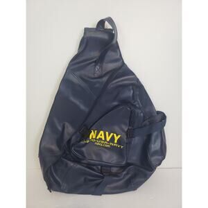 (JL) Vintage US Navy Backpack Sigle Strap Sling Embroidered Blue Travel